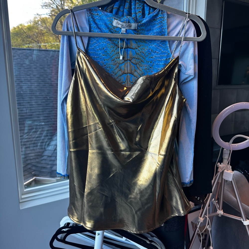 Glam Gold Cowl Neck Tank